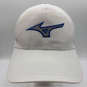 Mizuno Tour Runbird Tech Mid Fit Unisex White/Blue Adjustable Golf Hat OSFM